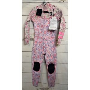 Hurley Advantage Girls Floral Chest Zip Fullsuit Wetsuit Pink GFSLSF3302 Size 12